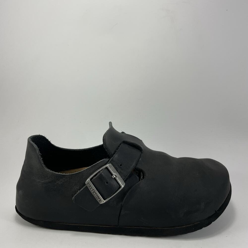 Birkenstock London Shoes Womens Size 38 US 7-7.5 Black Oiled Leather Buckle